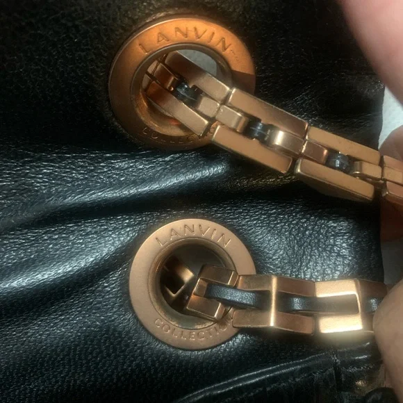 Lanvin Black Crocodile-Embossed Shoulder Bag - Picture 13 of 15